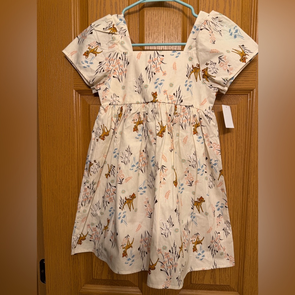 Disney Bambi Cream Dress with Deer and Floral Print Size M (8)